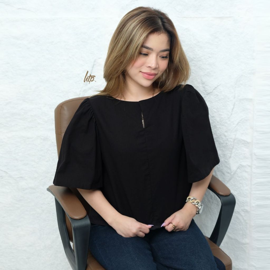 HTP V-Slit Modern Filipiniana Top for Women