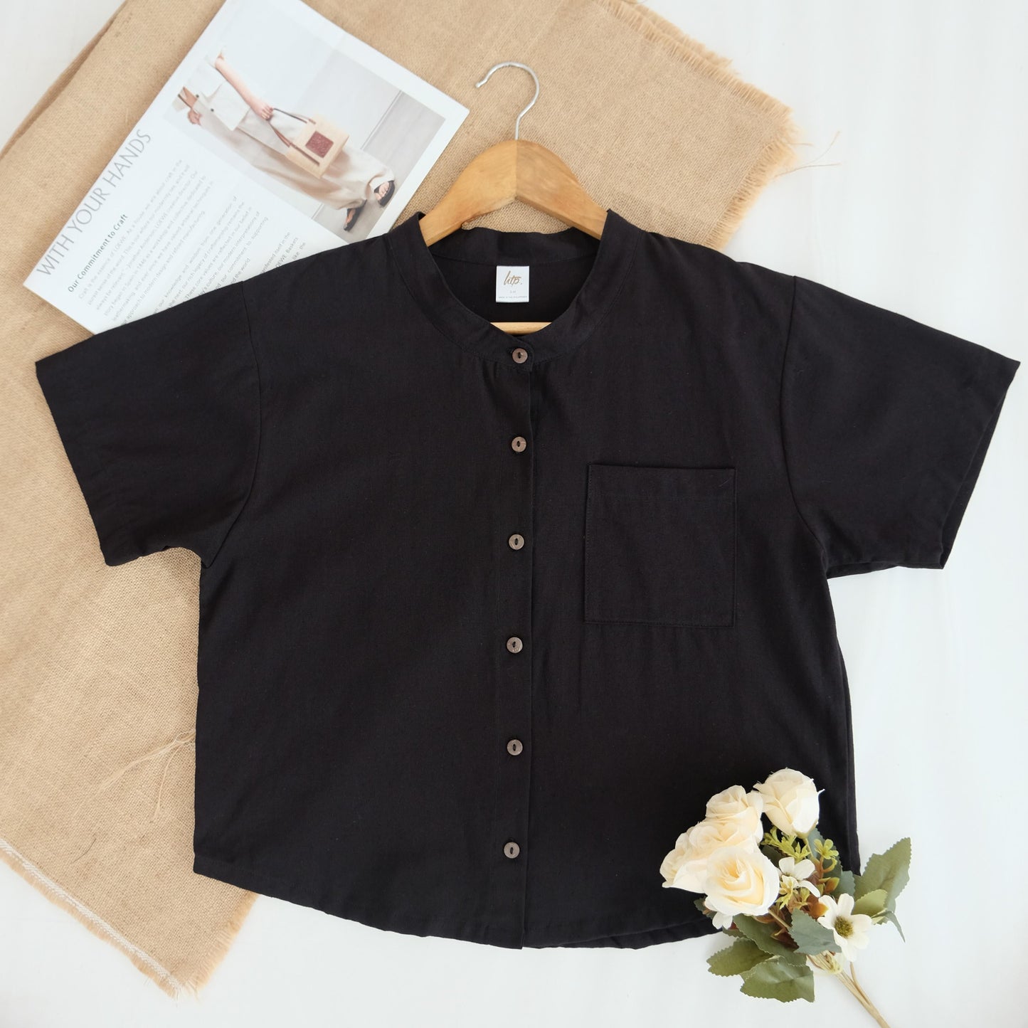 HTP Chinese Collar Loose Curve Top