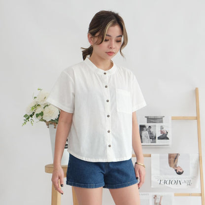 HTP Chinese Collar Loose Curve Top