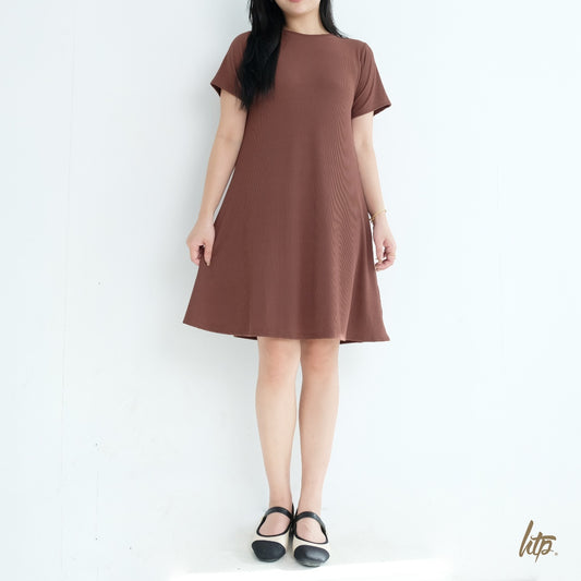HTP Ribbed A-line Dress With Pockets