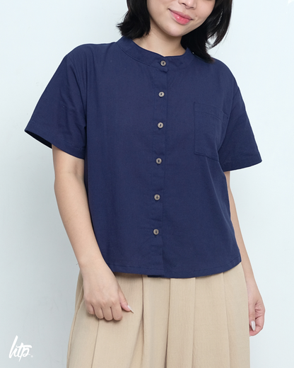 HTP Chinese Collar Loose Curve Top