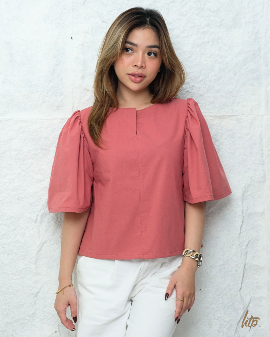 HTP V-Slit Modern Filipiniana  Top for Women