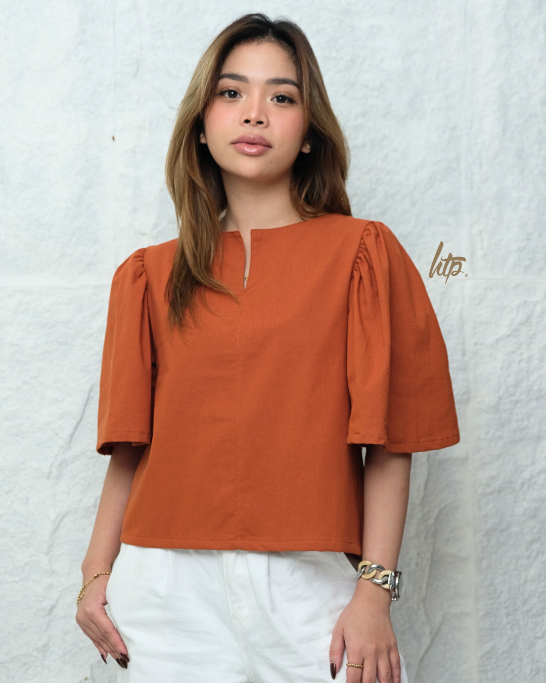 HTP V-Slit Modern Filipiniana  Top for Women