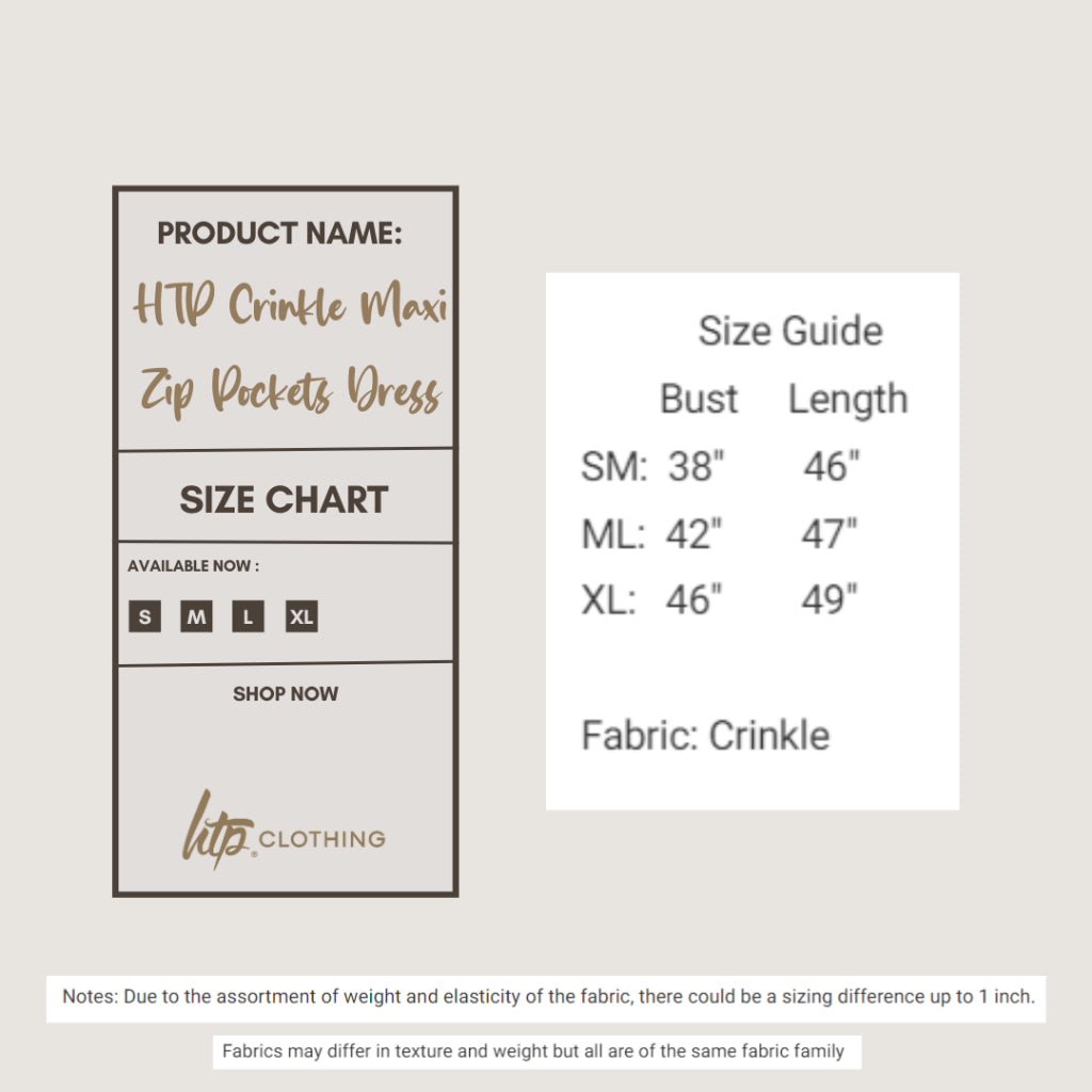 HTP Crinkle Maxi Zip Pockets Dress