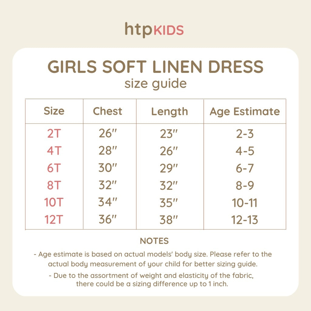 HTP Kids Girls Soft Linen Dress