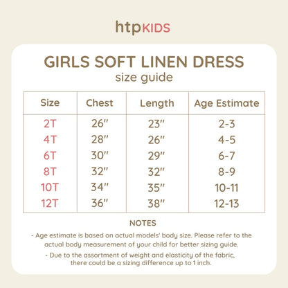 HTP Kids Girls Soft Linen Dress