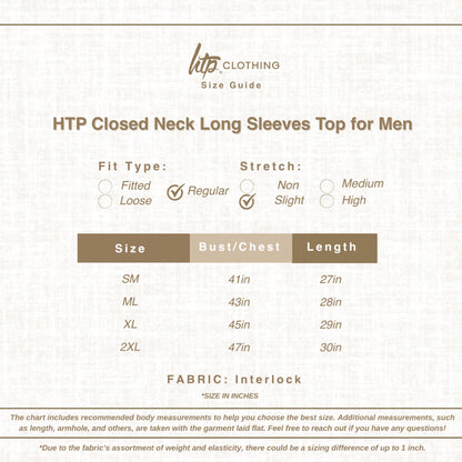 HTP Closed Neck Long Sleeves Top for Men