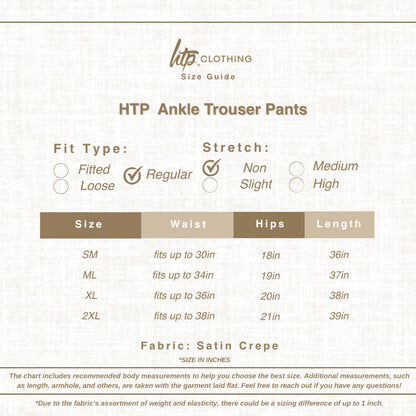 HTP Ankle Trouser Pants For Women