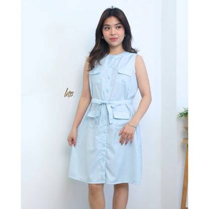 HTP Belted Sleeveless Dress for Women