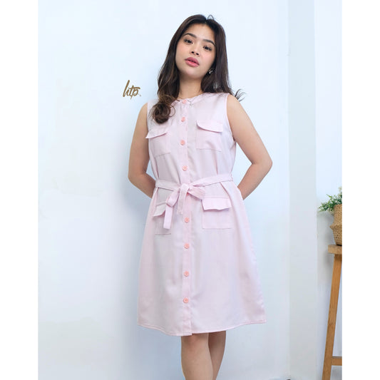 HTP Belted Sleeveless Dress for Women