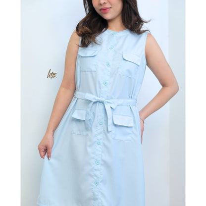 HTP Belted Sleeveless Dress for Women