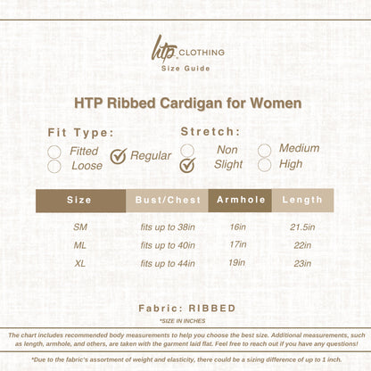 HTP Ribbed Cardigan for Women