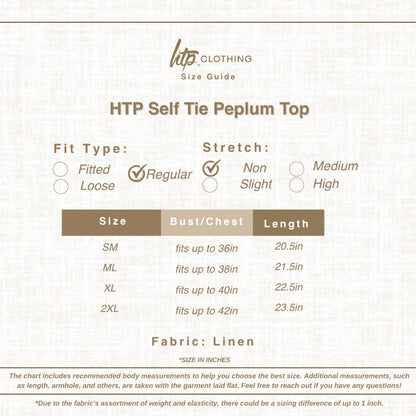 HTP Self Tie Peplum Top for Women