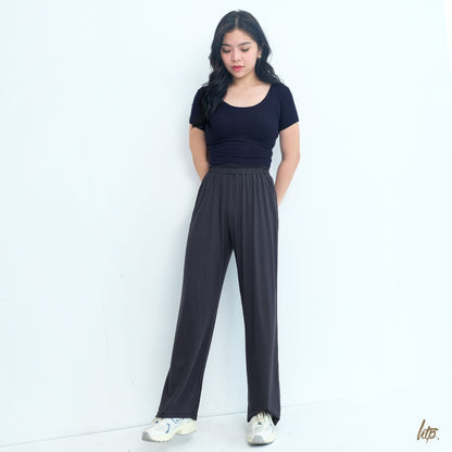 HTP High-Waist Straight Cotton Pants For Women