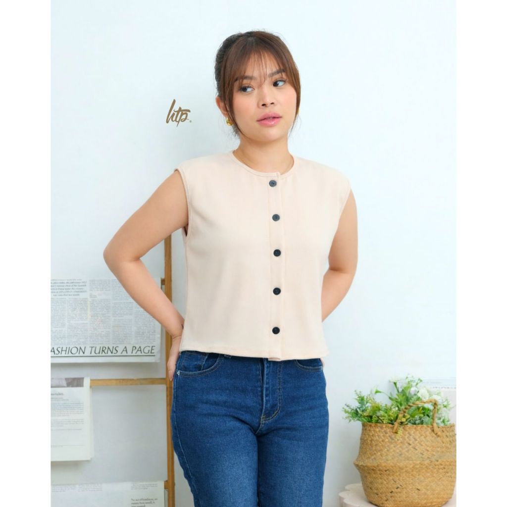 HTP Ribbed Button Down Top for Women