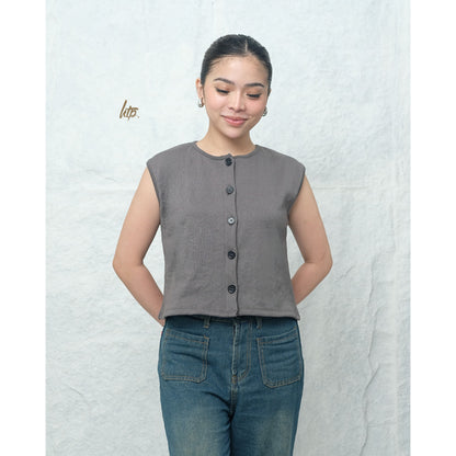 HTP Ribbed Button Down Top for Women
