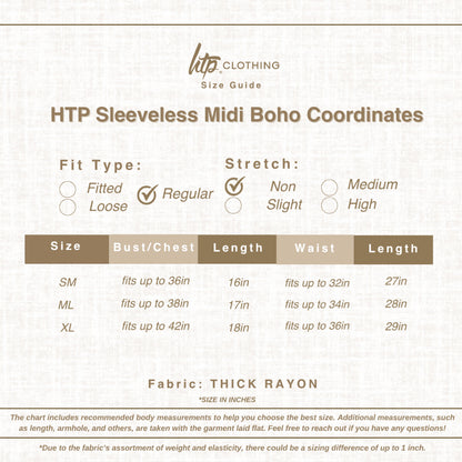 HTP Sleeveless Midi Boho Coordinates