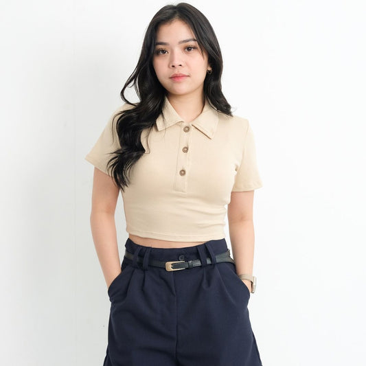 HTP Ribbed Collar Cropped Top