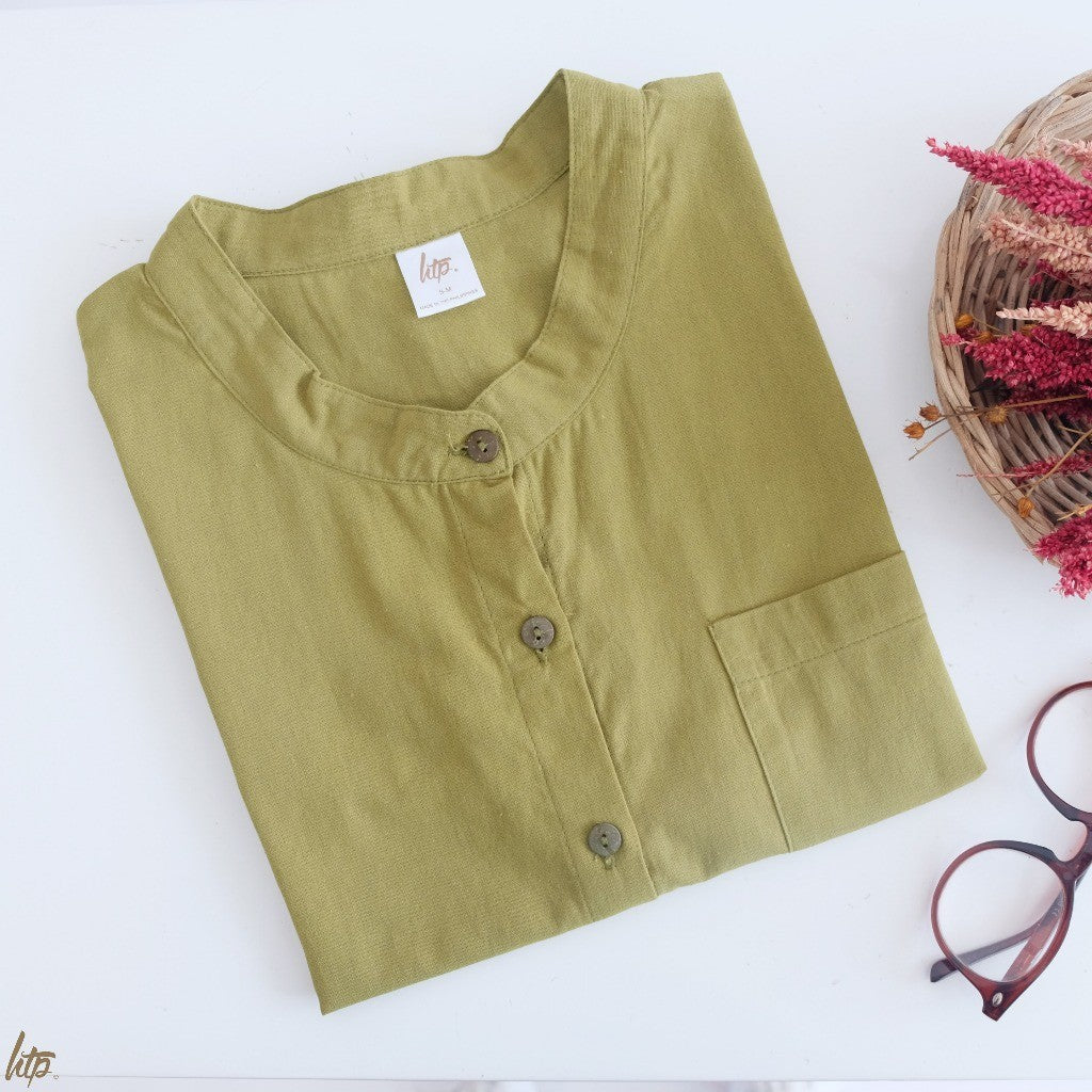 HTP Chinese Collar Loose Curve Top