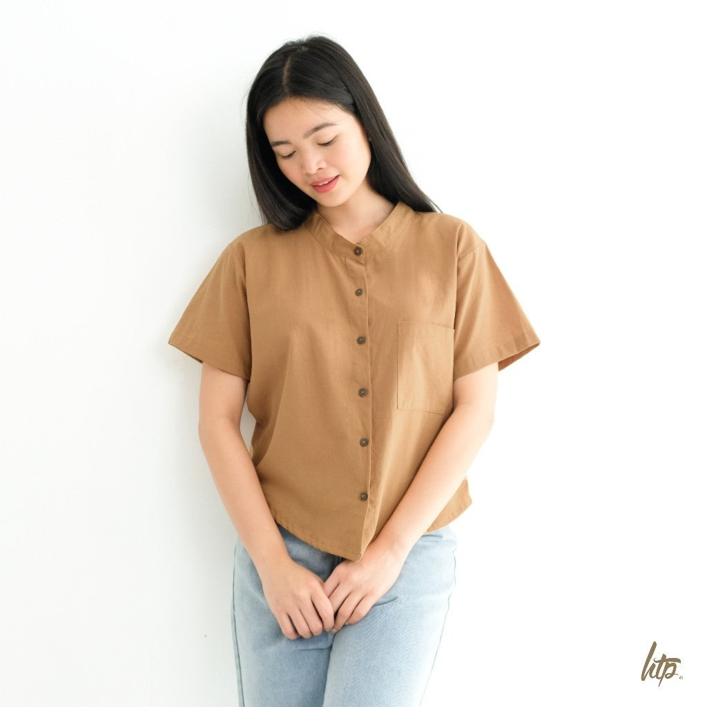 HTP Chinese Collar Loose Curve Top