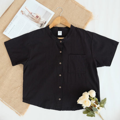 HTP Chinese Collar Loose Curve Top
