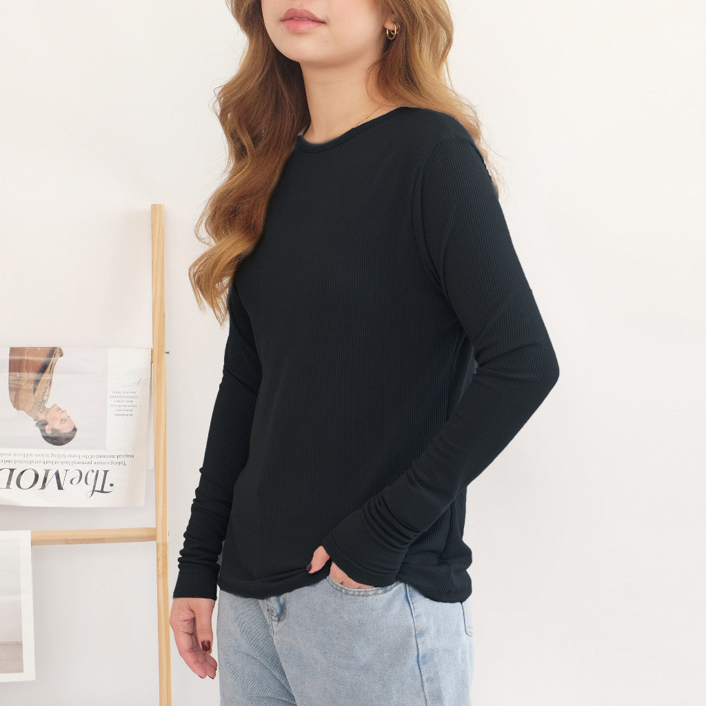 HTP Ribbed Cuff Pullover For Women