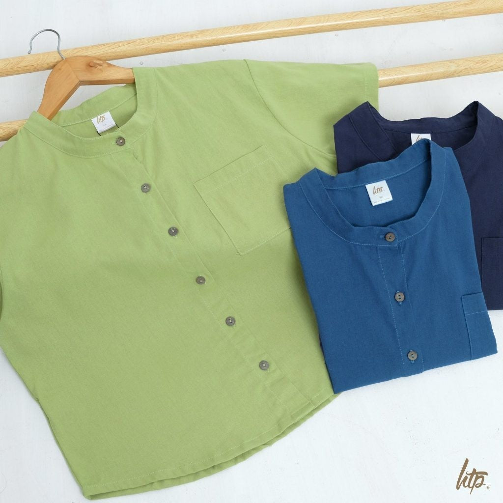 HTP Chinese Collar Loose Curve Top