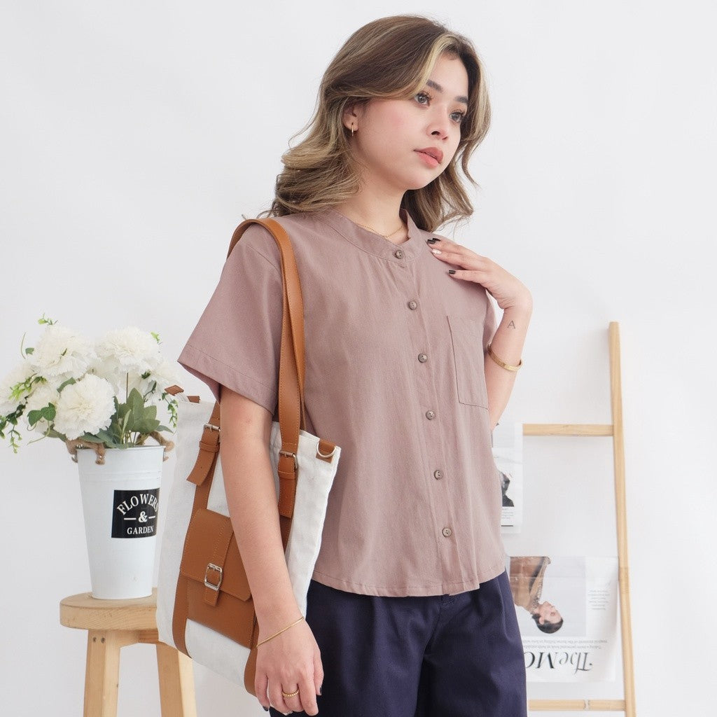 HTP Chinese Collar Loose Curve Top