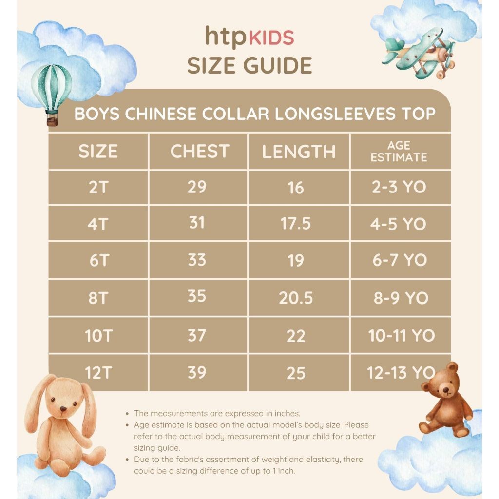 HTP Kids Boys Chinese Collar Longsleeves Top