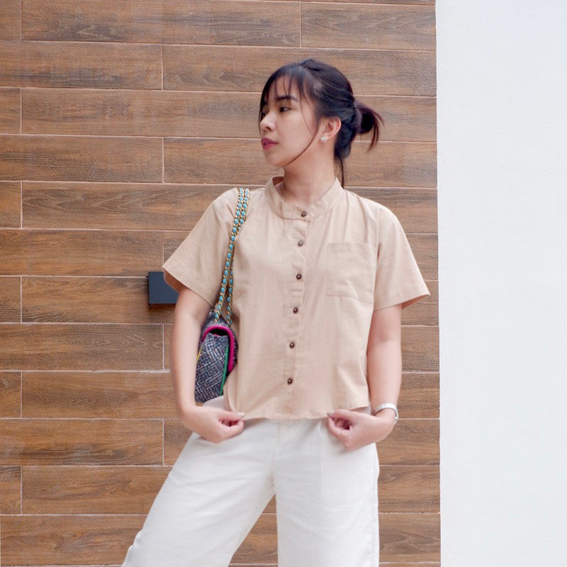 HTP Chinese Collar Loose Curve Top