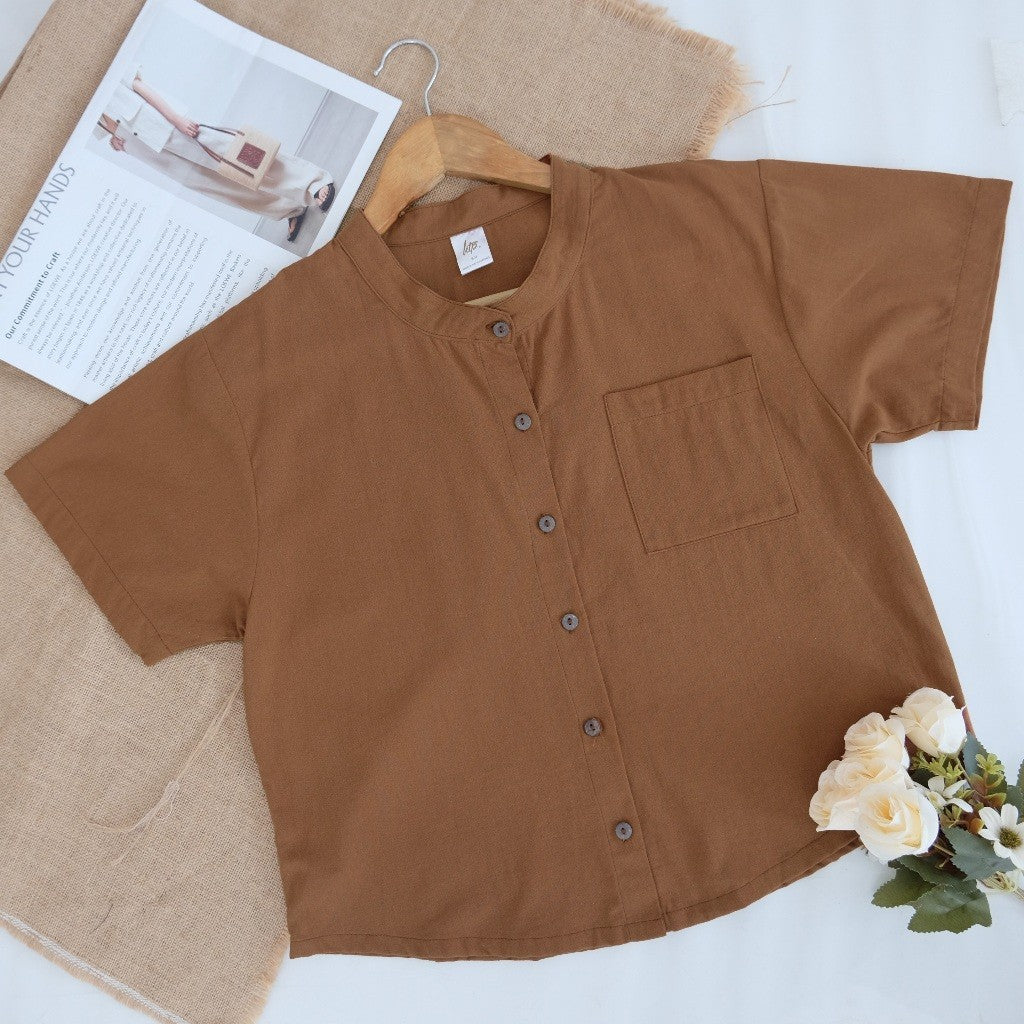 HTP Chinese Collar Loose Curve Top