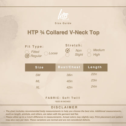 HTP 3/4 Collared V-Neck Top