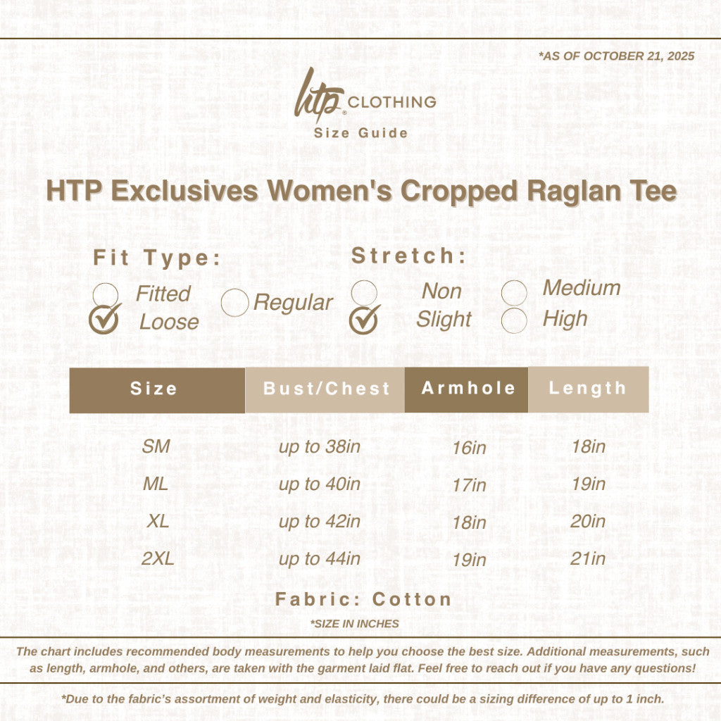 HTP Exclusive Women's Cropped Raglan Tee