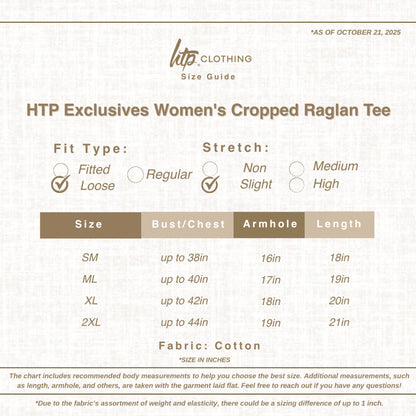 HTP Exclusive Women's Cropped Raglan Tee