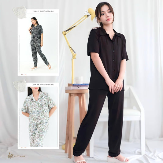 HTP Buttoned Polo and Pants Lounge Set