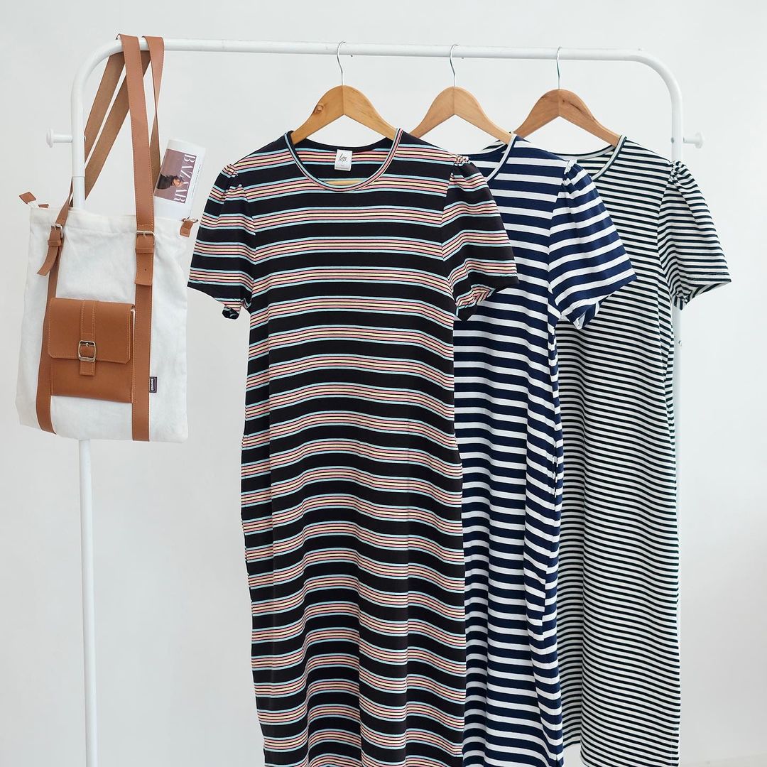 HTP Striped Cotton Dress with Pockets